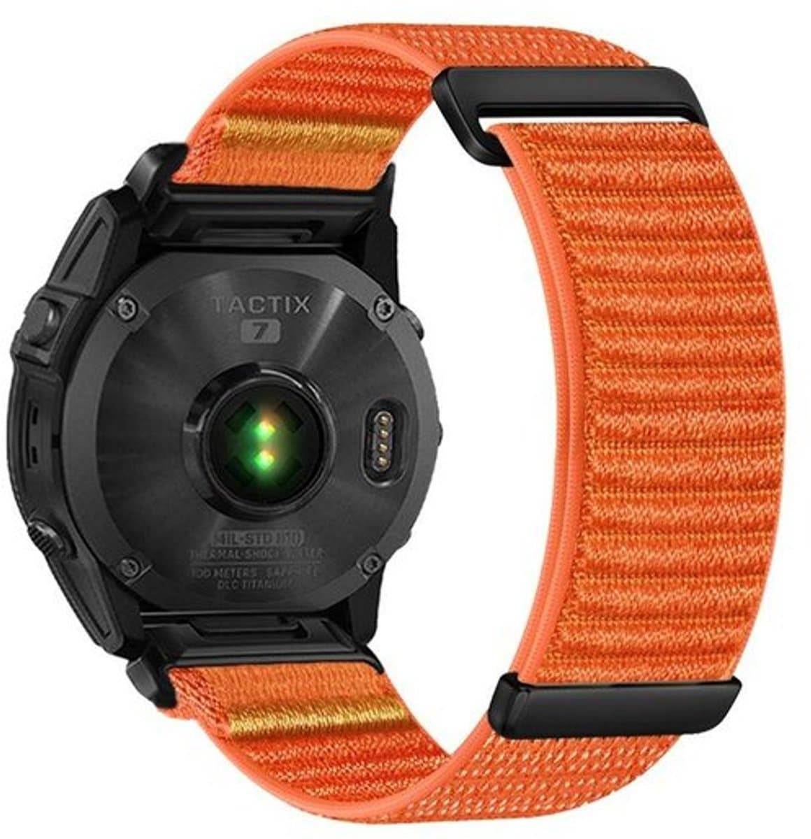 By Qubix - Geschikt voor Garmin bandje - 26mm Quickfit - Nylon Sport Loop bandje - Oranje - Geschikt voor Garmin Epix Pro Gen 2 (51mm) / Quatix 7X / 6X & Tactix 7 (pro)