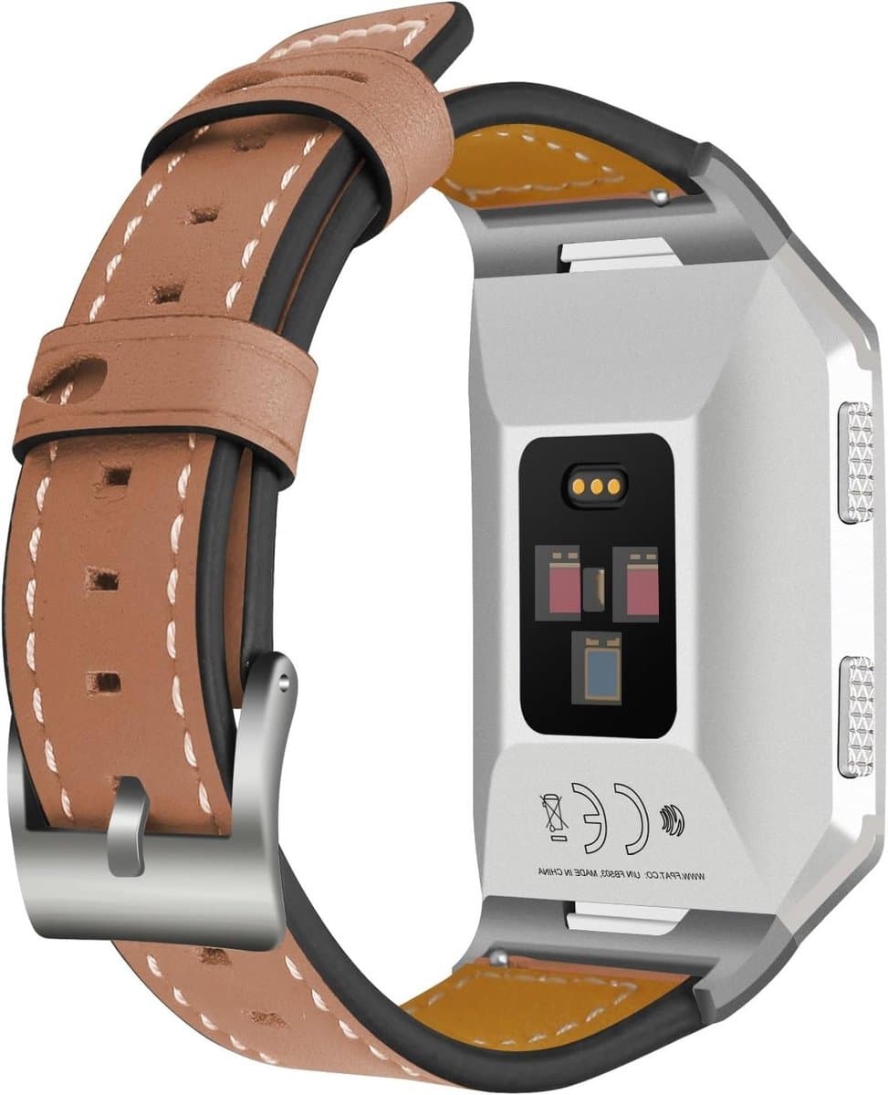 Lederen vervangband voor Fitbit Ionic, unisex polsband met metalen sluiting, stijlvolle smartwatch band in bruin, comfortabel en duurzaam