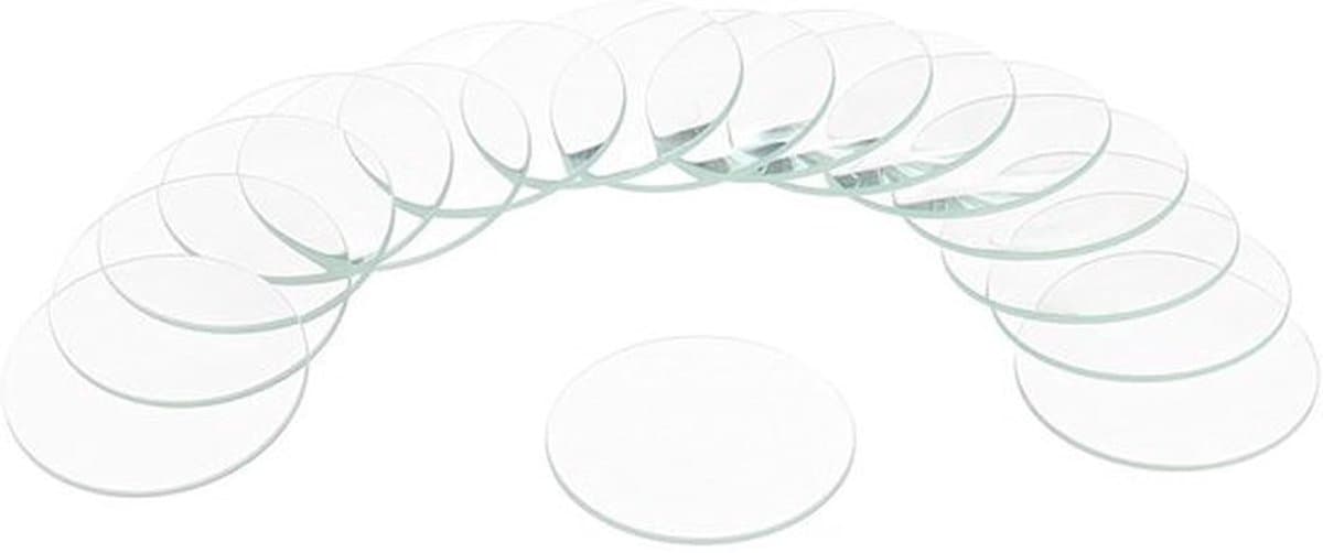 Ronde platte horloges met kristallen lens en glas - 16 stuks