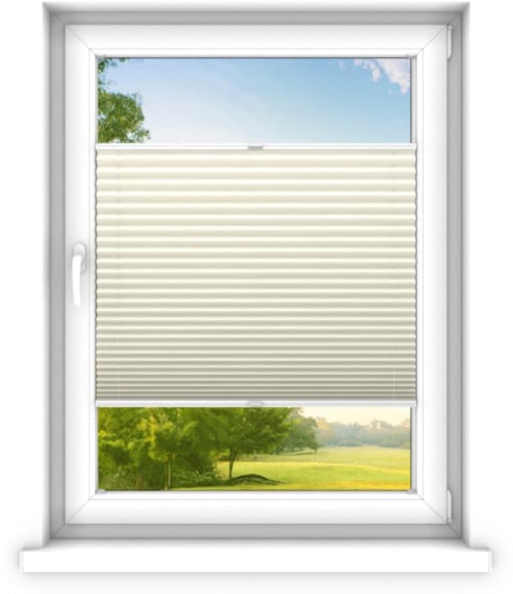 time4blinds - Plisségordijn zonder boren op maat gemaakt - Vouwgordijn - Plisségordijn privacy en zonwering - Eenvoudige installatie - Kant-en-klaar plisségordijn - 40x90 cm - Roomwit