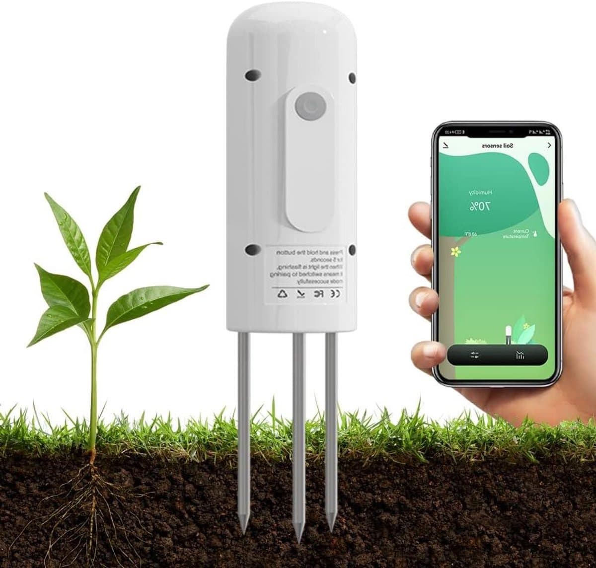 Bodemvochtigheid & Temperatuur Meter - Grond Sensor - Planten Gezondheid Monitoren - Waterdicht voor Buiten
