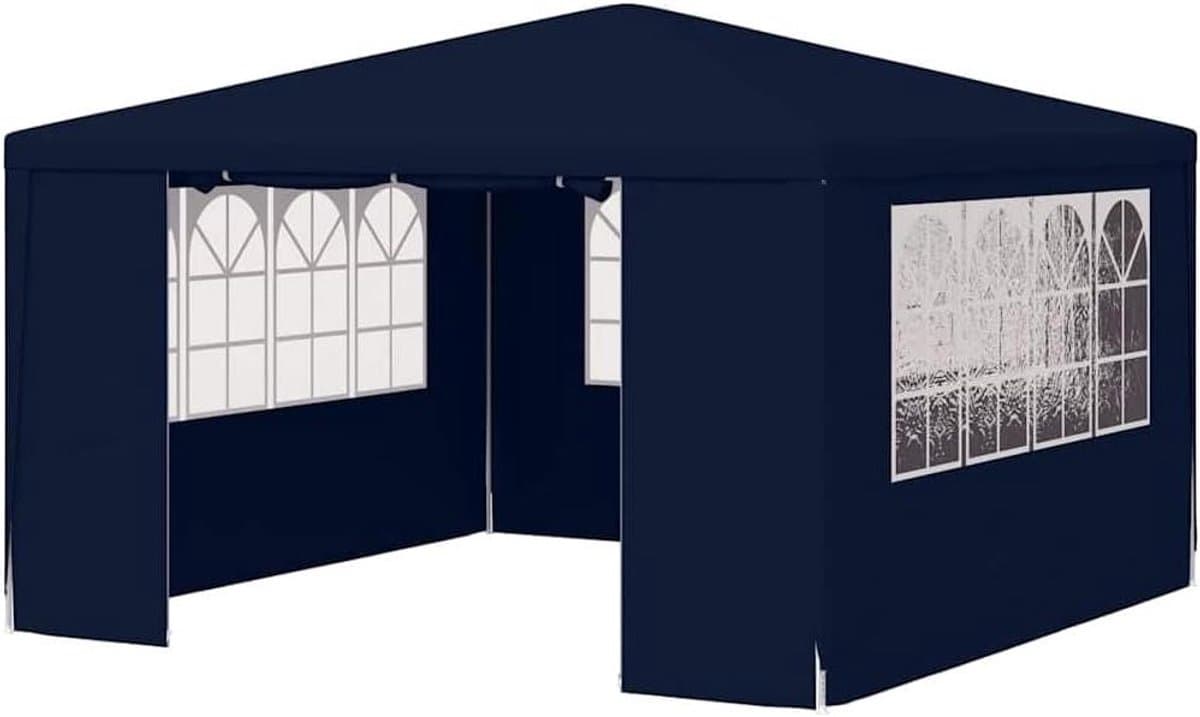 vidaXL Partytent met Zijwanden Professioneel Feesttent Paviljoen Tuintent Zonwering Zonnescherm Zonneluifel Prieel Tent Tuinprieel 90 g/m² 4x4 m Blauw