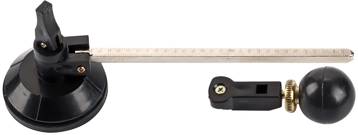 Dailygoods- Glassnijder Professioneel - Cirkelsnijder Papier/Karton - 6-Wiel-Passer met Zuignap - Duurzaam Kunststof - Duidelijke Schalen - Voor Knutselaars en Professionals