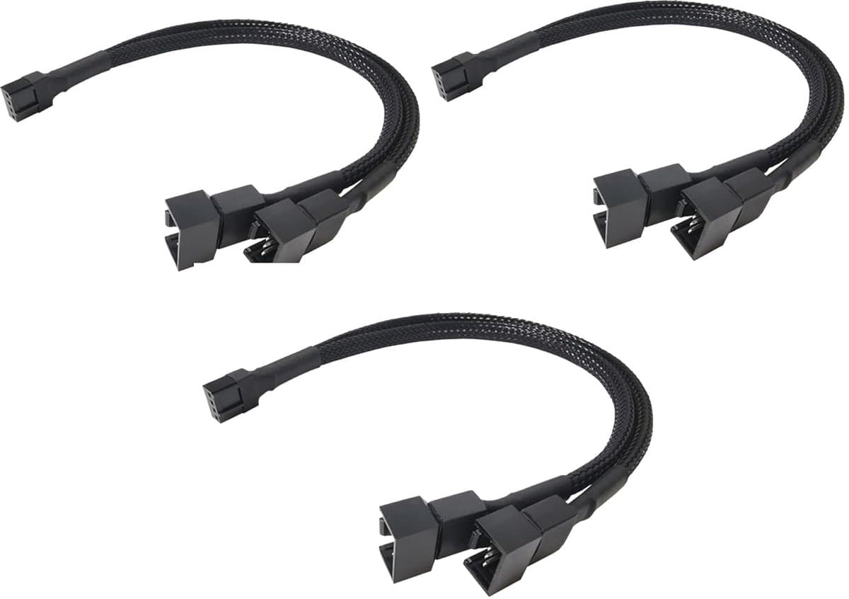 Ventilatorkabel Splitter Y-kabel - 3 stuks 2-weg PWM-kabels - 27 cm lang