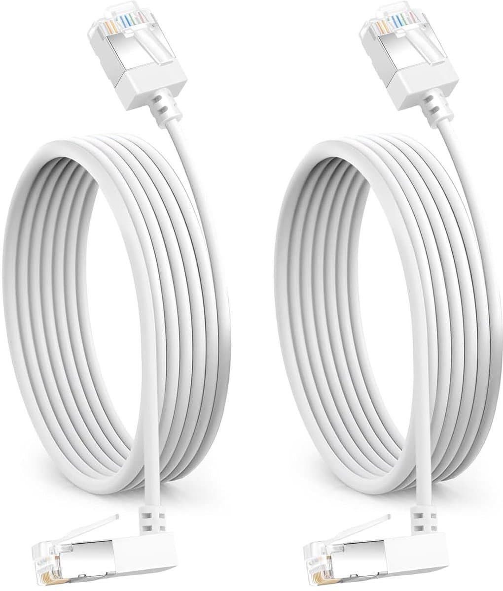Ethernet Kabel - Netwerkkabel RJ45 - Compacte Ruimtes Benutten - 270 Graden Hoekig - 10 Meter - Wit