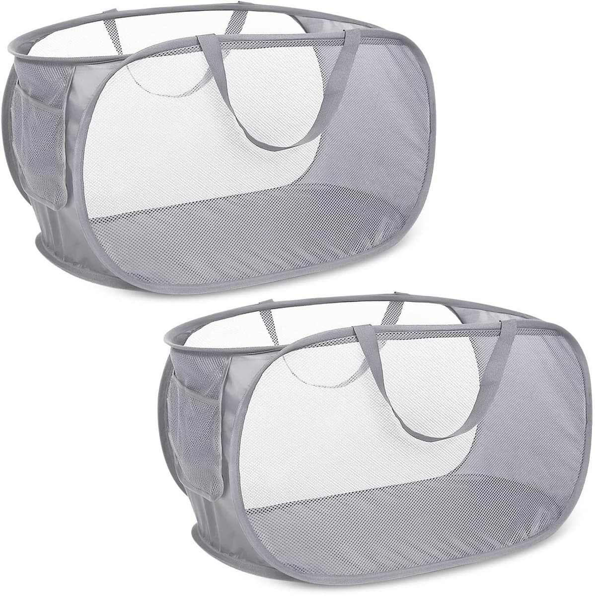 Dailygoods- Wasmand 2 Stuks - Vouwbare Wasmand - Grote Capaciteit - Mesh Wasmand - Lichtgewicht en Duurzaam - 58 x 36 x 36 cm - Wasmanden