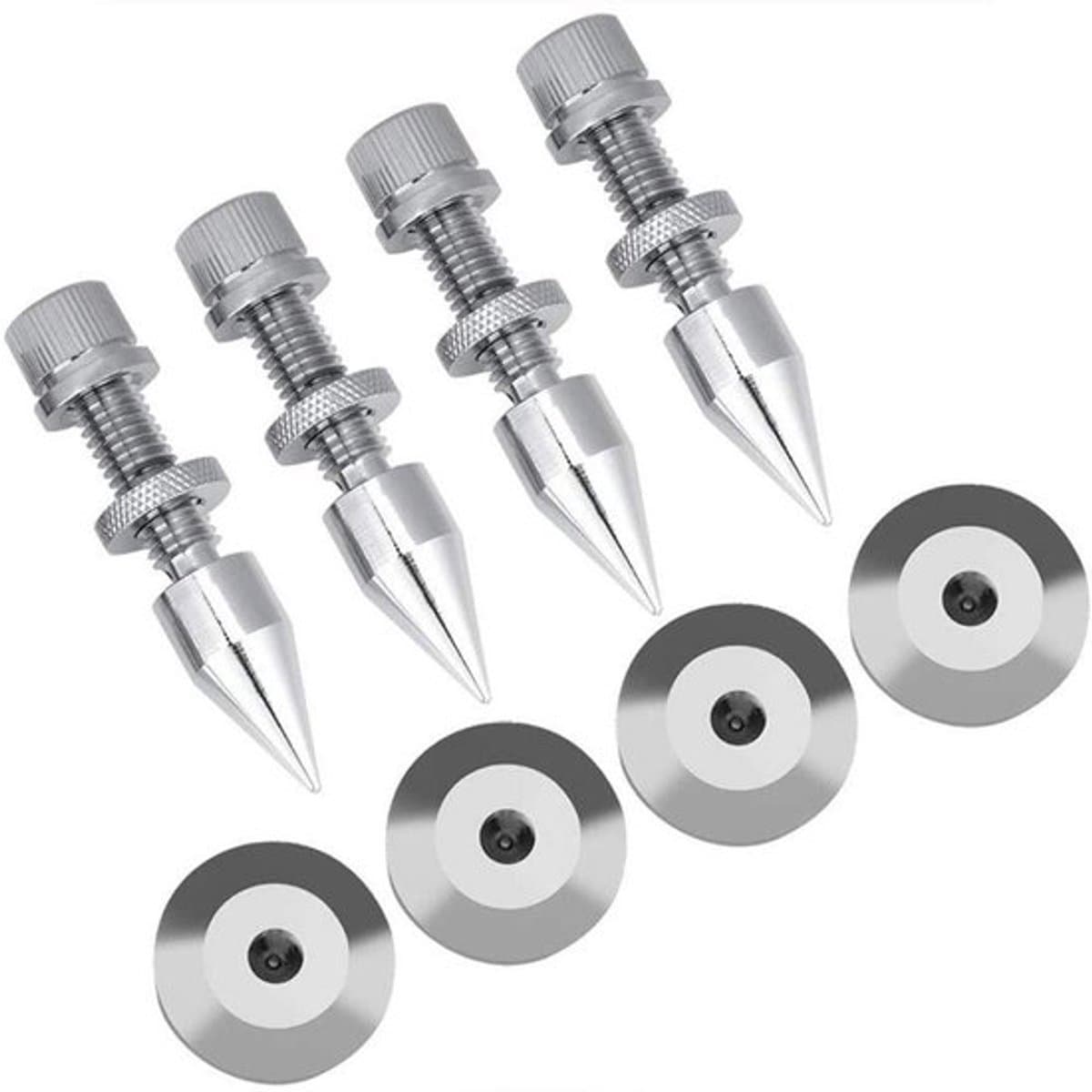 - Luidsprekerspikes - Isolatievoetpads - Koper - Hifi - Geschikt voor - Zilver - 4 stuks luidsprekerspikes, isolatievoetpads voor hifi-luidspreker, gemaakt van koper, mooi, hoogglans, krasbestendig, schokbestendig, zilver.