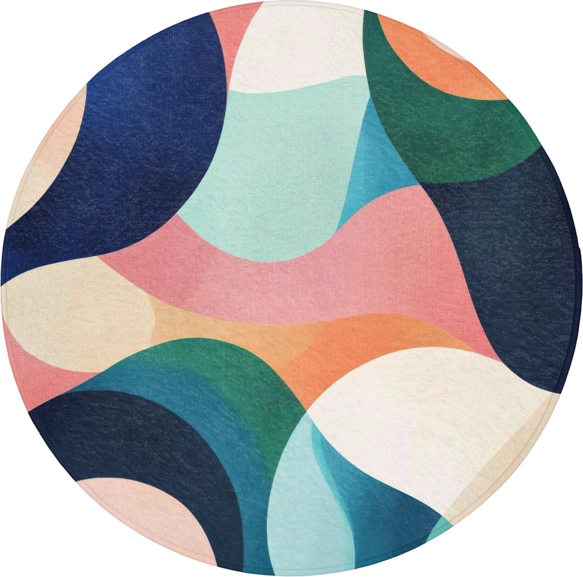 Badmat rond 70x70 cm - Antislip - Abstract - Blauw - Roze - Badmatten voor badkamer - Badkamermat - Douchemat - Ronde badkamer mat