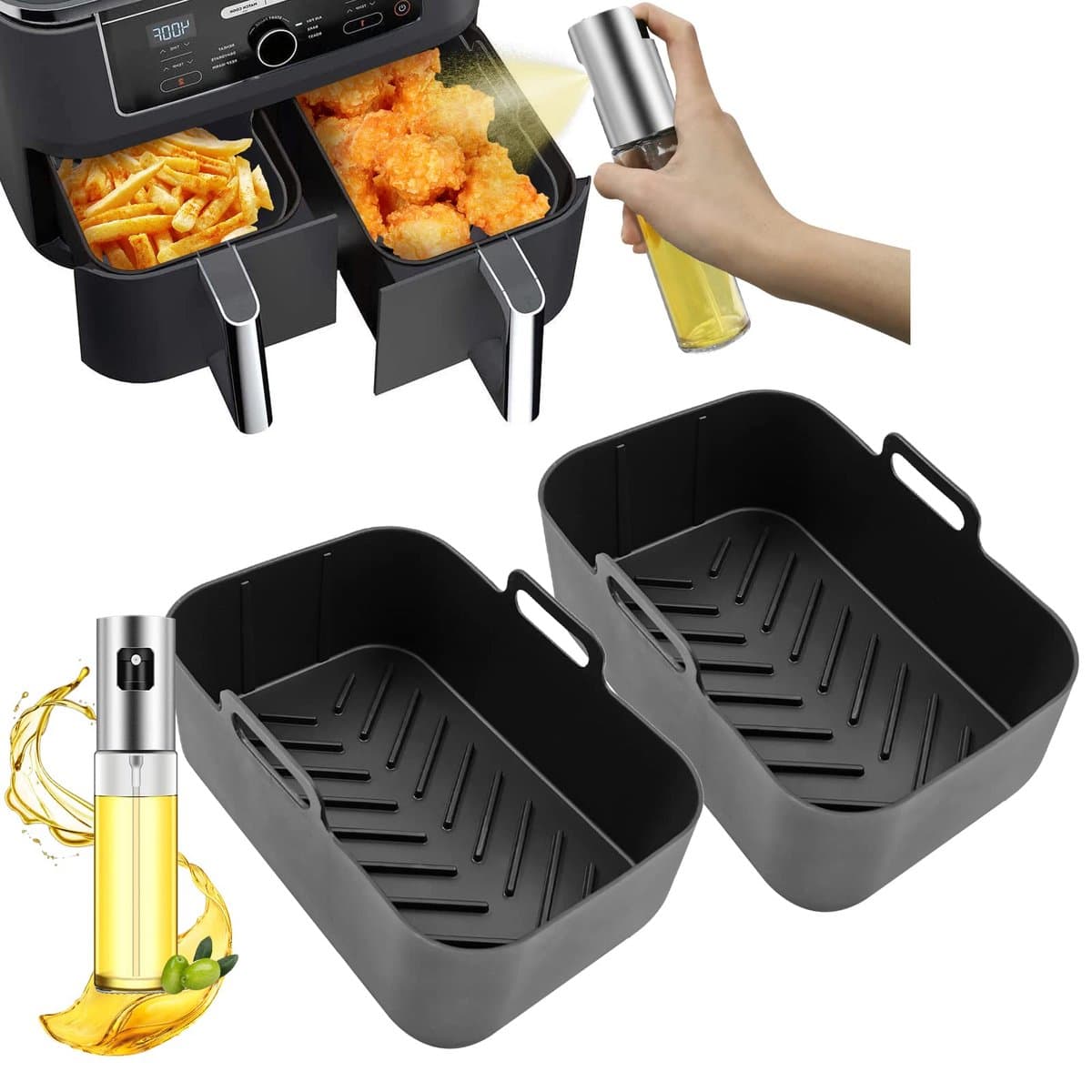 Goodivery ® Veelzijdige Siliconen Voeringen en Oliesproeier voor Heteluchtfriteuse - Geschikt voor Diverse Modellen