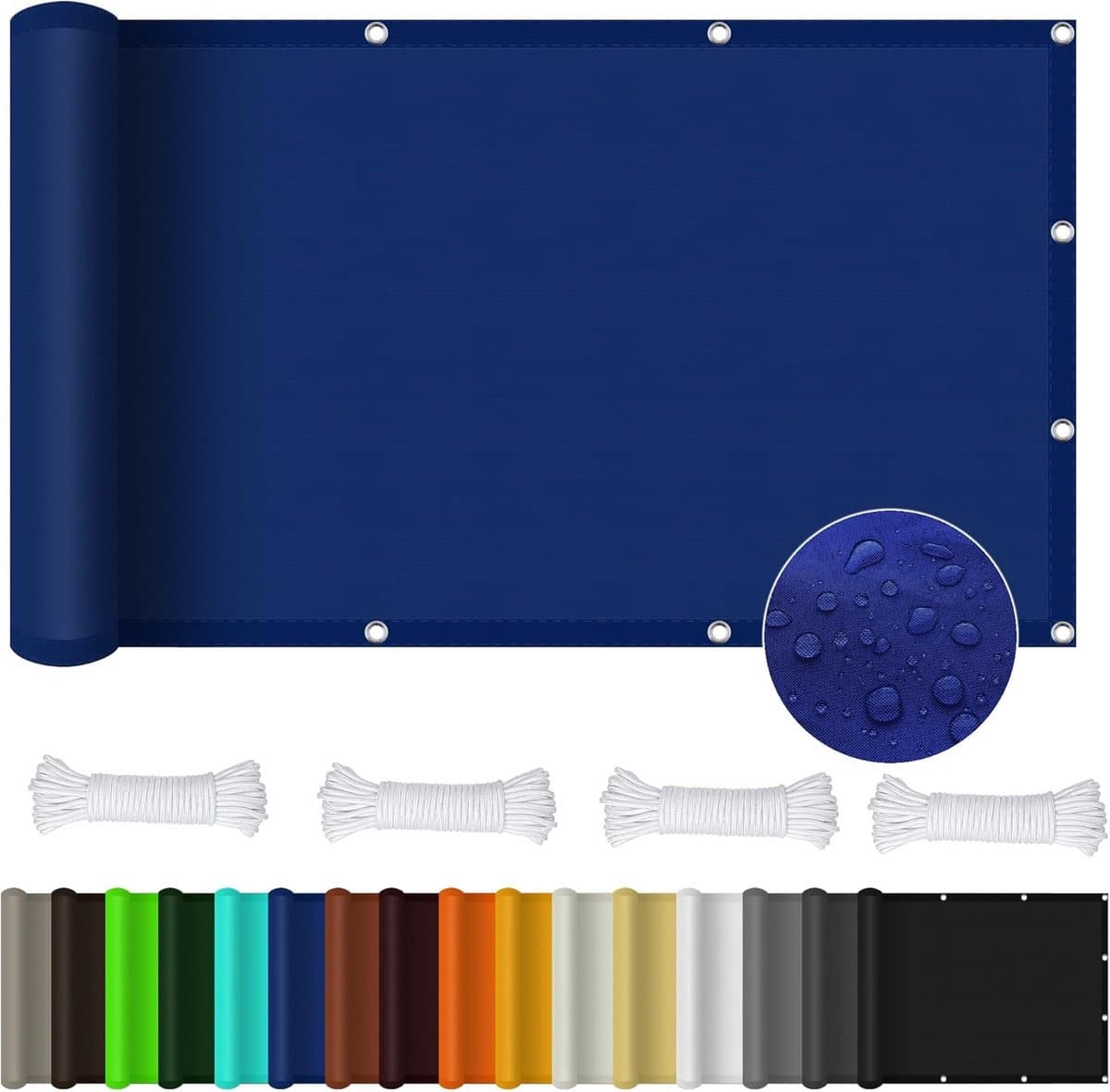 Rechthoekig Schaduwdoek 1.5 x 3 m voor Tuin en Terras - UV-bestendig Zonnescherm in Marineblauw
