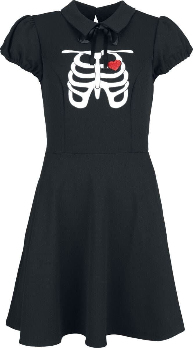 Hell Bunny Skeleton Girl Dress Dames Mini-jurk - zwart - L