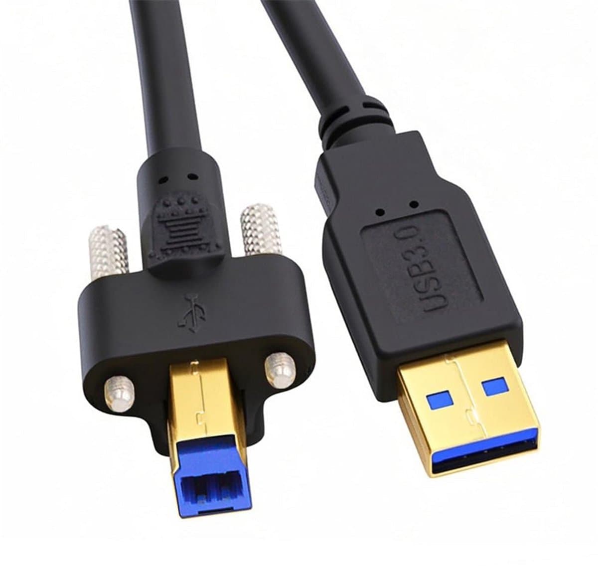 USB 3.0 Type-A naar Type-B Paneelmontage Kabel met Duimschroeven - 2 Meter, Robuust