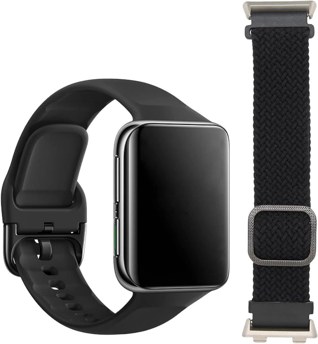 Verstelbare Smartwatch Band van Flanel Textiel 46mm - Zwarte Horloge Band - Intrekbare Horlogeband met Fall - Comfortabele en Stijlvolle Band