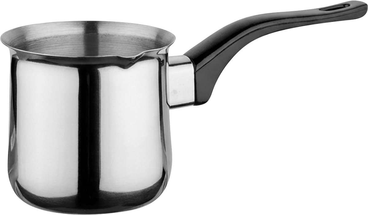 Cheffinger, Turkse Koffiepot 700ml met Geïntegreerde Schenktuit en Ergonomisch Handvat, Zwart / Zilver
