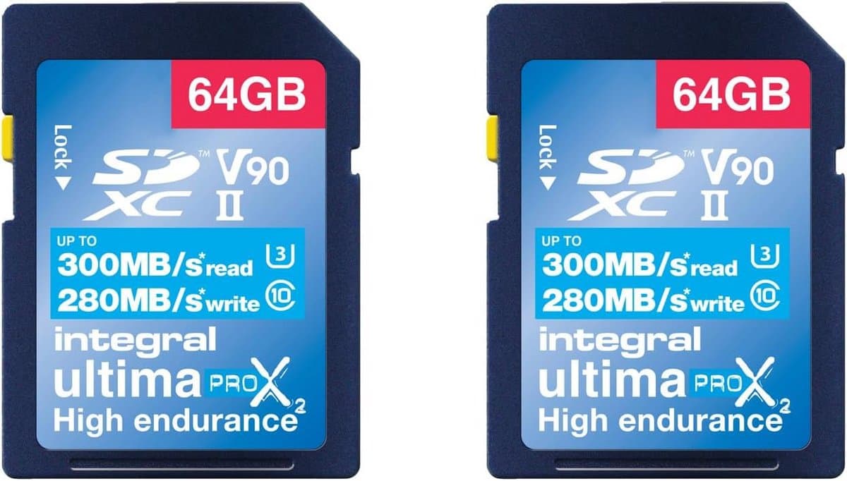2-Pack 64GB SDXC UHS-II V90 Geheugenkaarten - 300MB/s Lezen, 280MB/s Schrijven