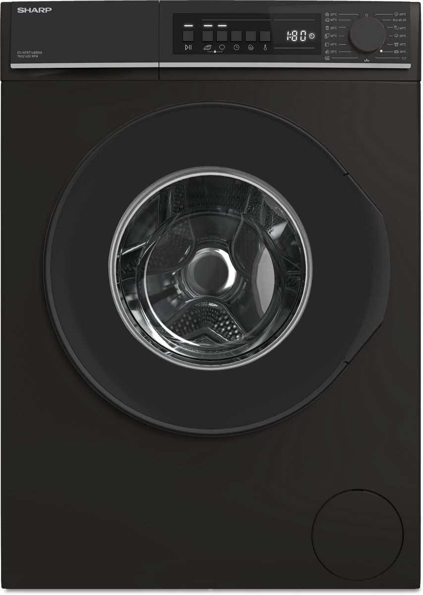 Sharp ESNFB714BBNA wasmachine 7kg-1400 toeren- mat zwart steamwash