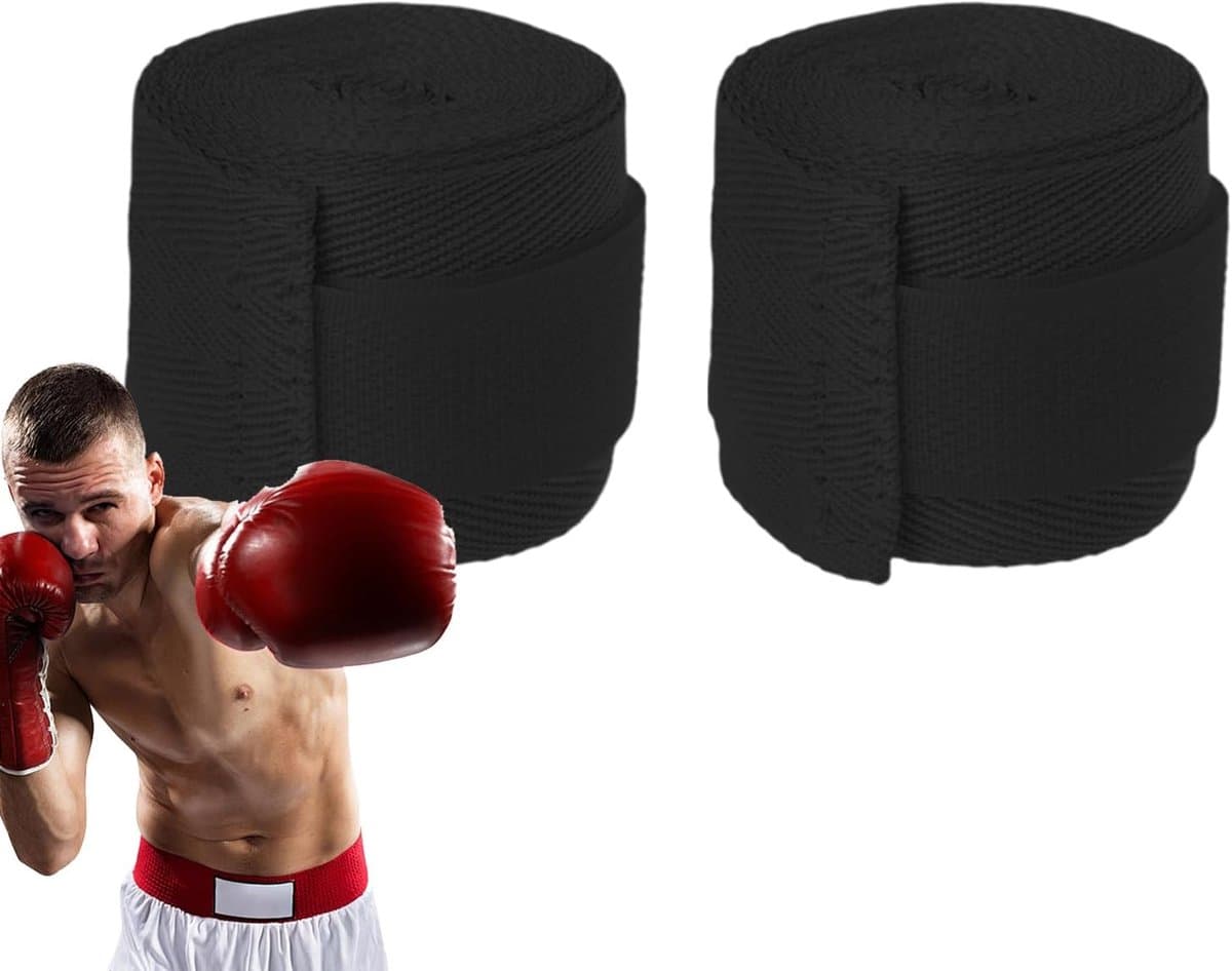 Bokshandschoenen Bandages - Polssteun Banden - Vechtsport Training - Wasbestendig Ontwerp - 10cm Breed - Zwart