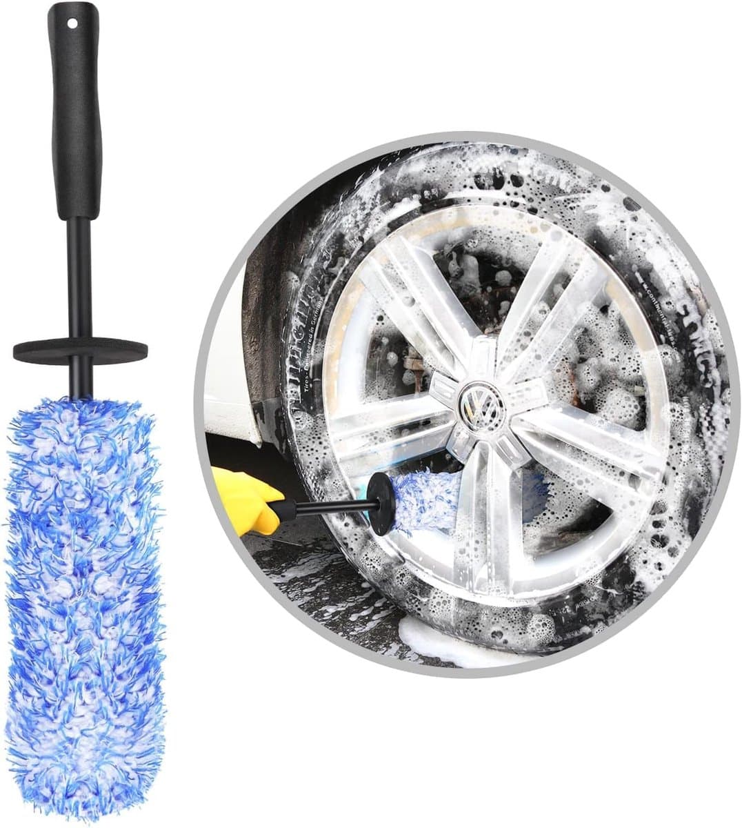 Velgenborstel Lange Steel - Microvezel Borstel - Auto Wassen - Flexibele Kop - 40cm Lengte