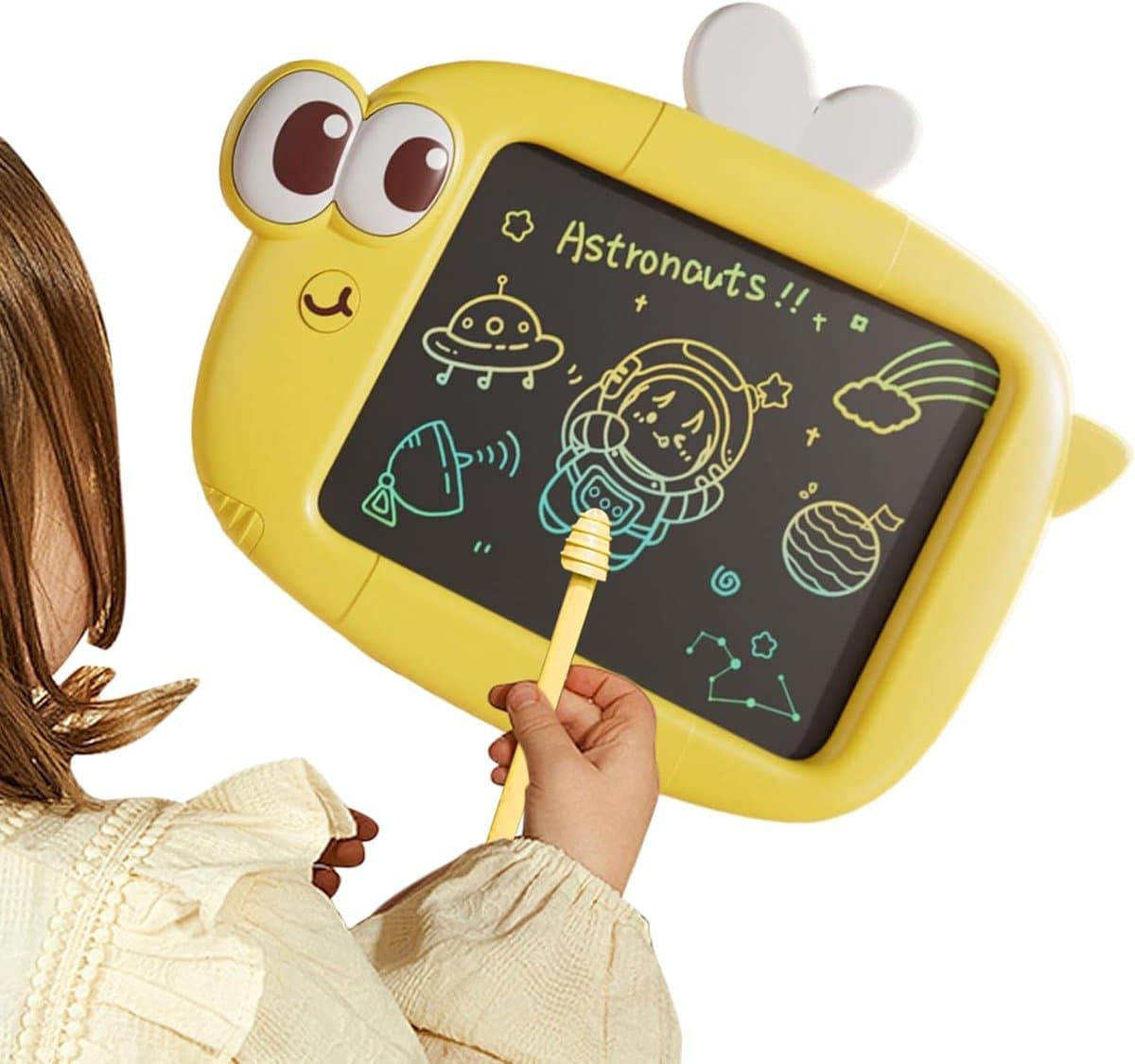 Schrijftablet - Tekentablet Leistenen - Leren en Tekenen - Herbruikbaar Uitwisbaar - 22 x 16 cm - Geel