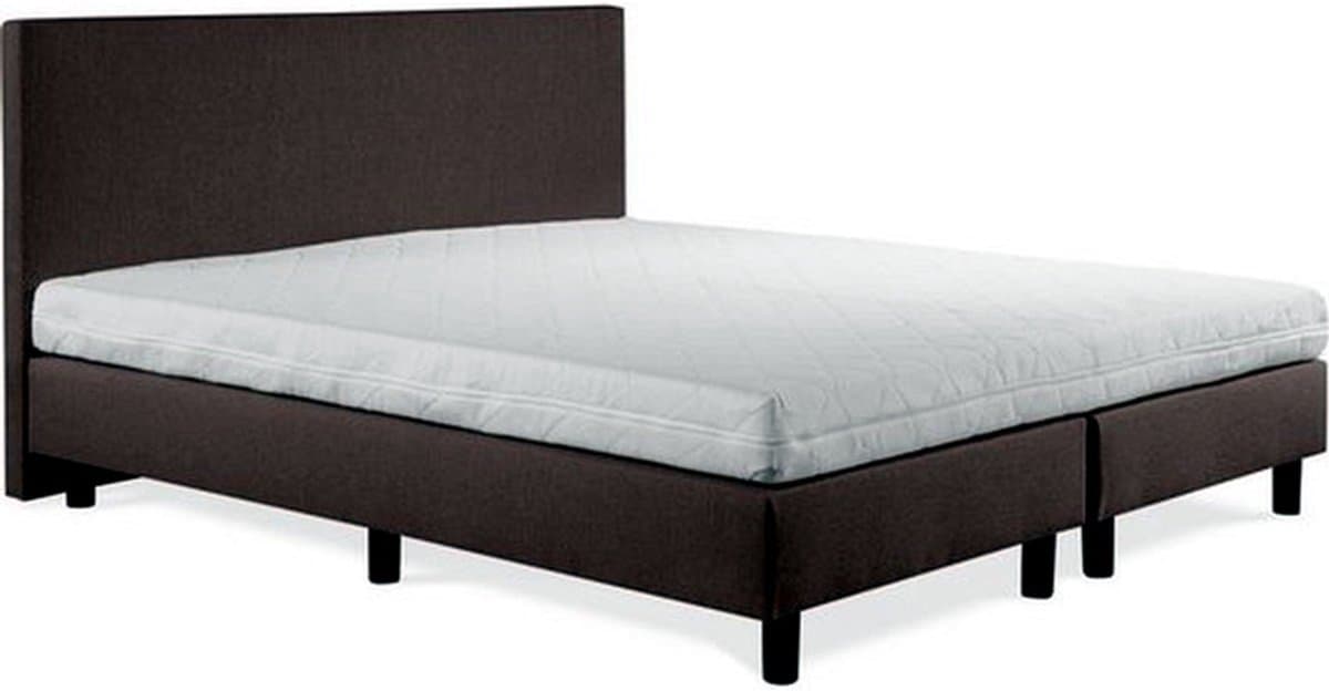 Boxspring Vendita vlak 180x190 cm Luxe Pocketvering Stof bruin Gratis 2x Hoofdkussens