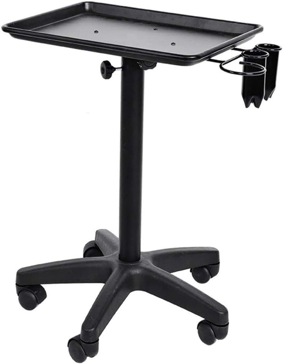 Allecto plus - Friseurwagen voor Friseursalon en Spa, Aluminium Rollen Salon Wagen met Haartablett en Färbung, Zwart Coiffure Trolley