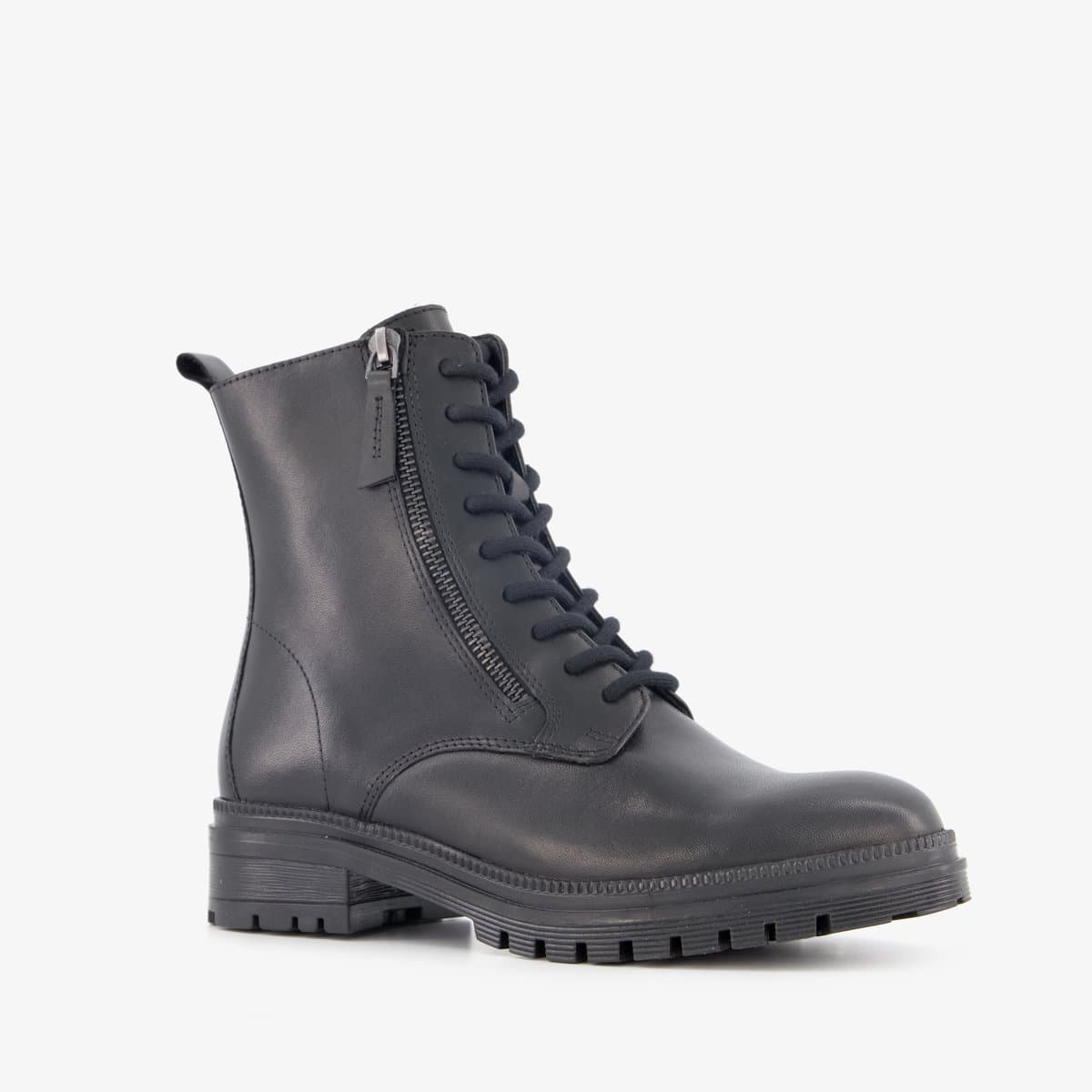 Harper leren dames veterboots zwart - Maat 40