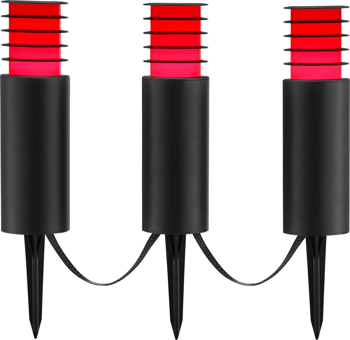 Brilliant Carosu - Slimme Buiten spike lampen - Set van 3 - LED 8.5W - 660 lm - 3000K-6500K - RGB en CCT - Dimbaar - Tuya - IP44 - Zwart