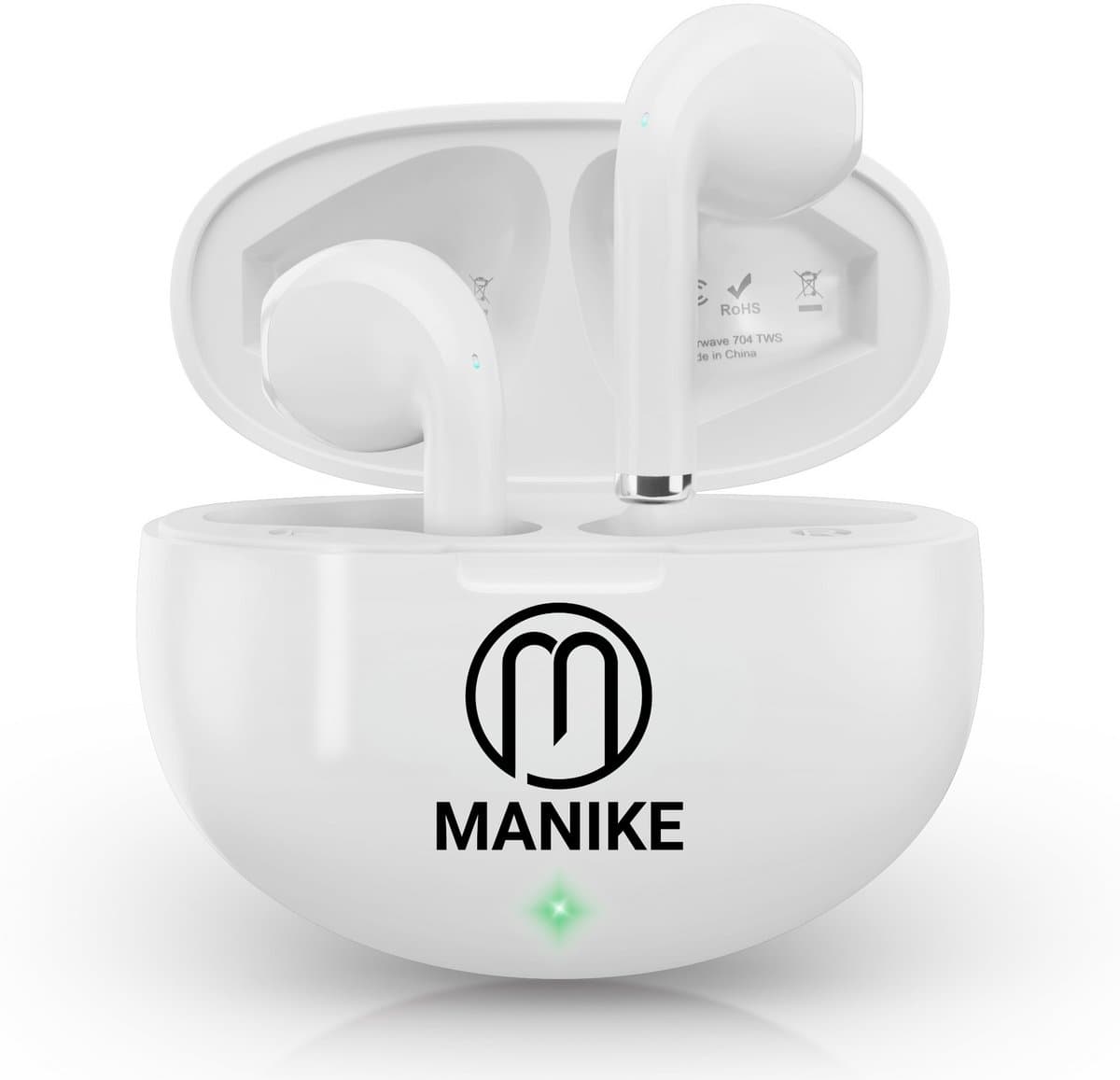 Manike AIRWAVE 704 Bluetooth 5.3 Oordopjes – True Wireless In - Ear Koptelefoon met ENC Ruisonderdrukking - Hi-Fi Stereo Geluid - USB-C Oplaadetui - 30 Uur Speeltijd - Waterdicht