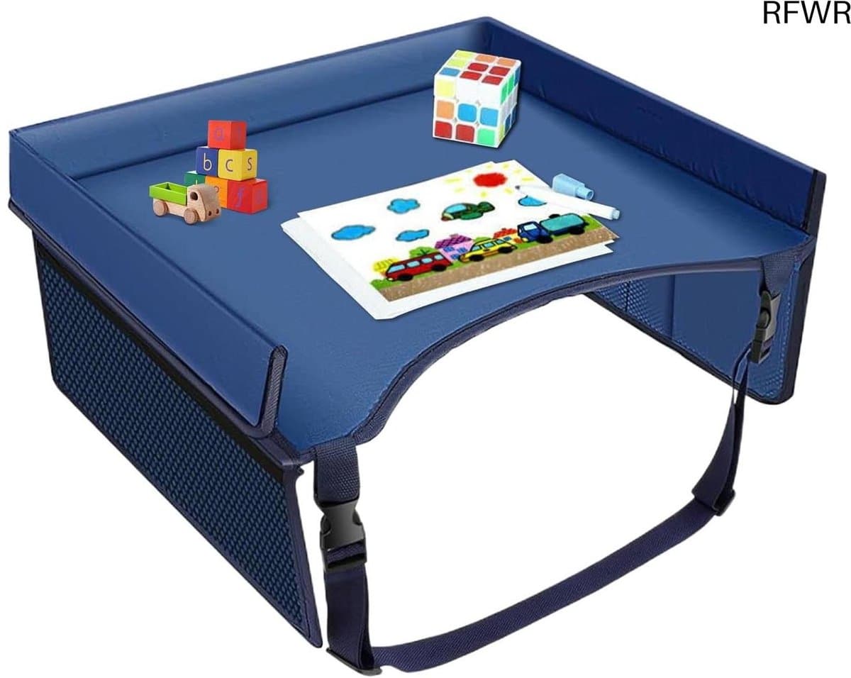 RFWR® Autodienblad voor Kinderen - Reistafel met Verstelbare Riem en Tas voor Comfortabele Reiservaringen