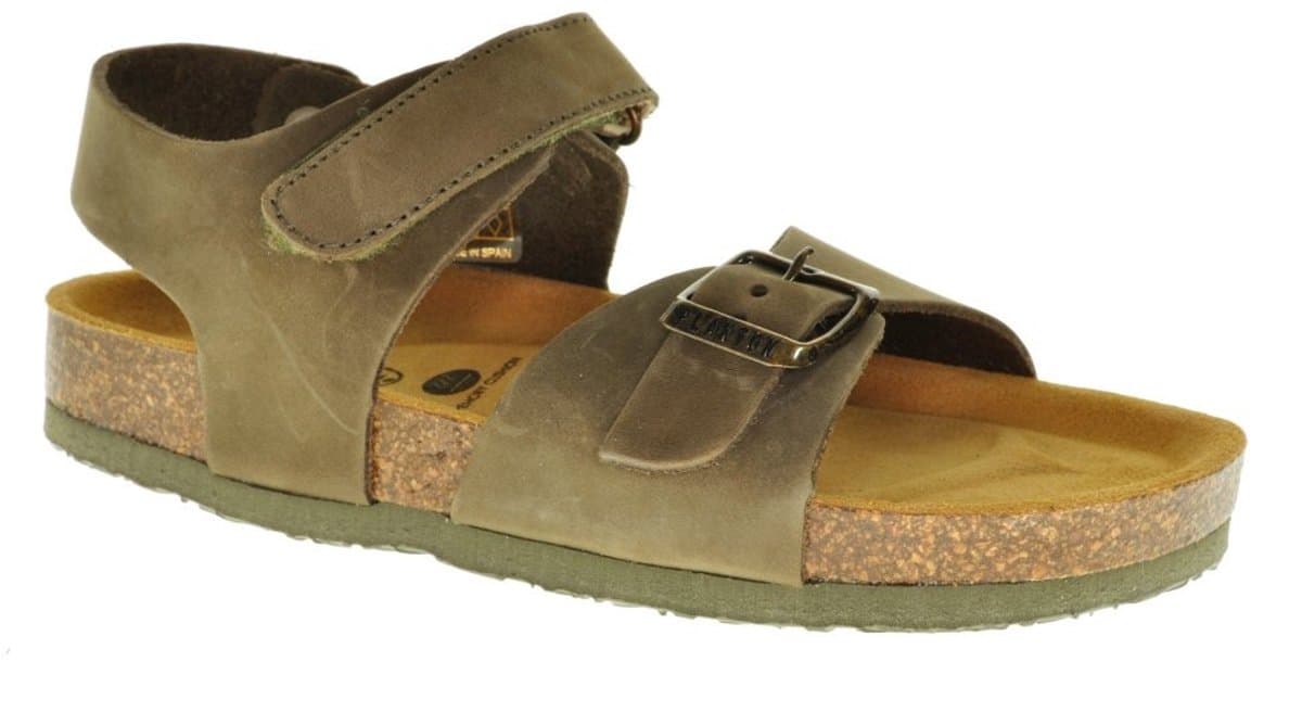 Plakton Lederen Kaki Kindersandaal In Leder Met Velcro Gesp maat 34