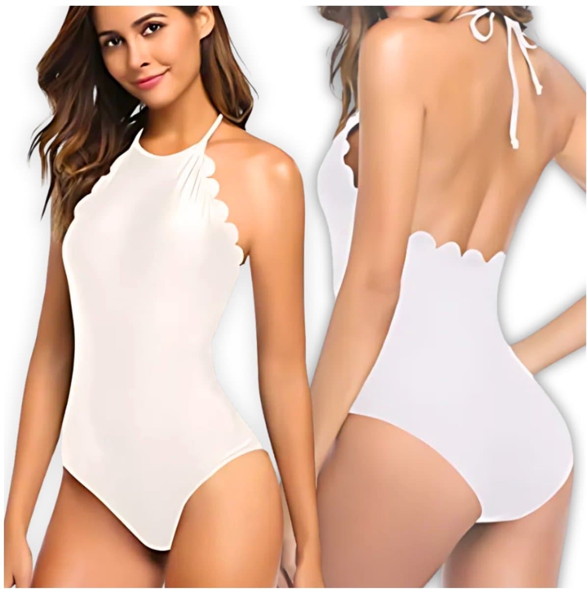 Sapphire - Monokini met Volant - Witte Badpak - Strak - Elegant