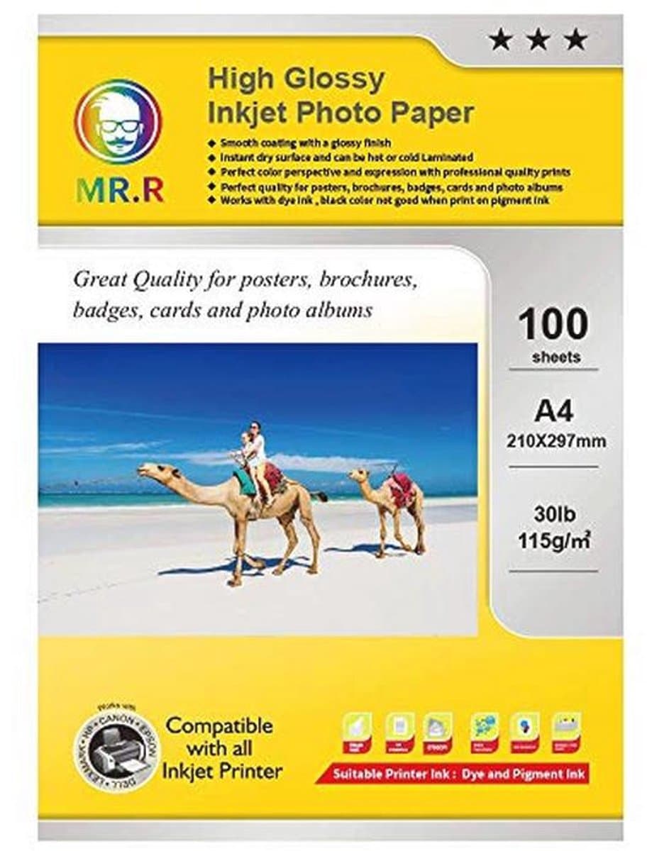 Glanzend A4 Fotopapier 100 Vellen 115gsm voor Inkjetprinters - Waterdicht en Direct Droog