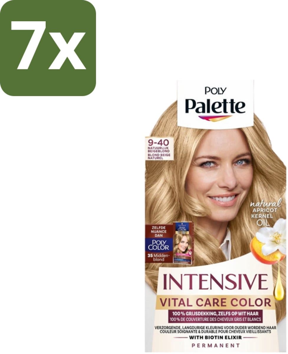 Poly Palette – Haarverf – 9-40 Natuurlijk Beigeblond – 115 ml - Bulkverpakking - 7 stuks
