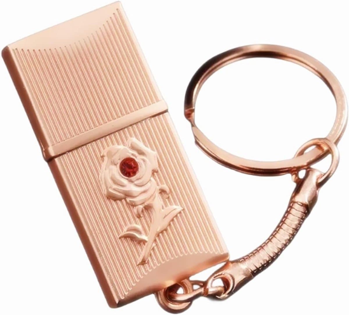 64GB USB Stick - Hoogwaardige Geheugenstick met Metalen Deksel en Sleutelhanger Ontwerp in Roségoud