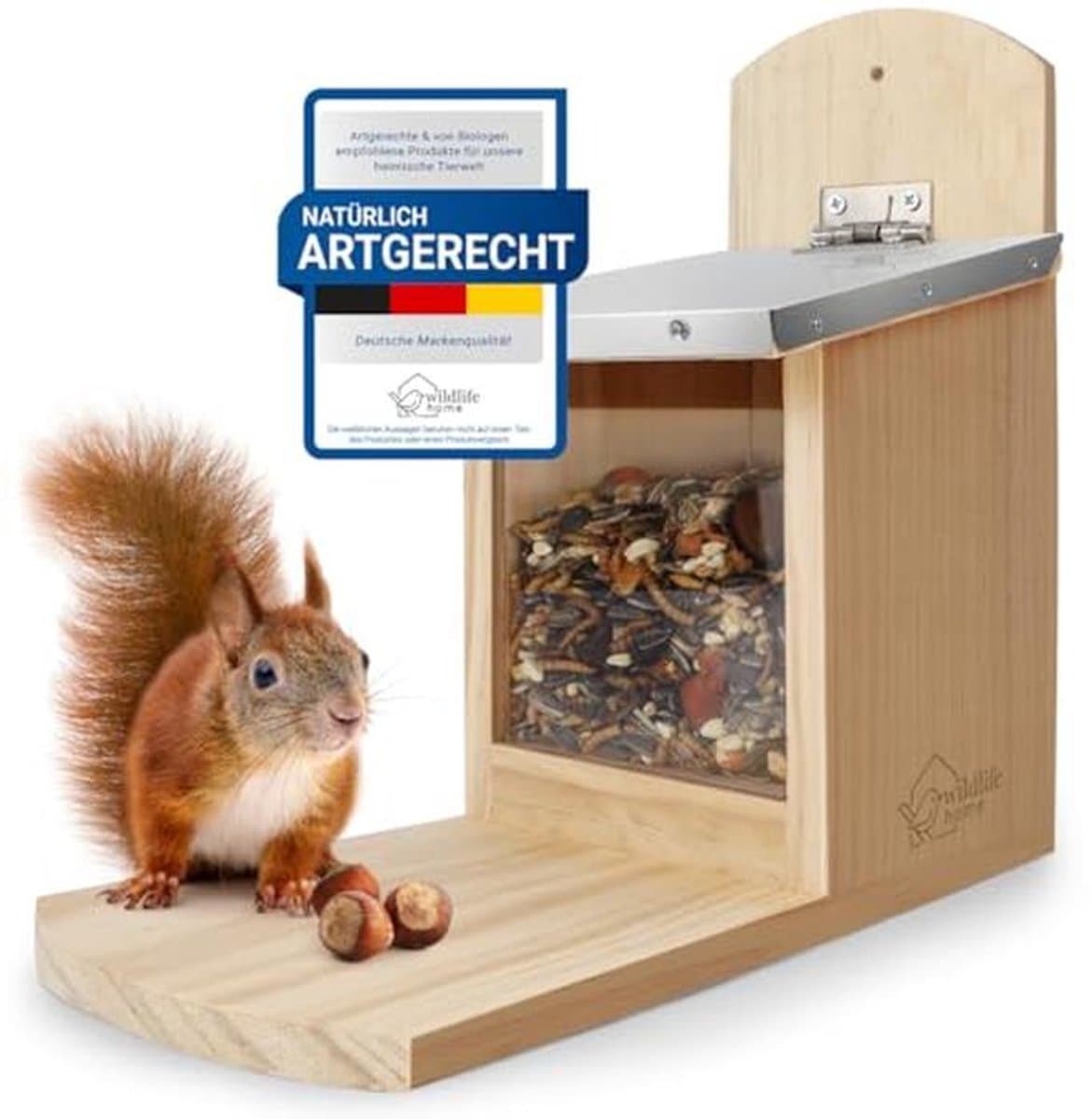 Eekhoornvoederhuis van weerbestendig hout - Voederstation voor eekhoorns
