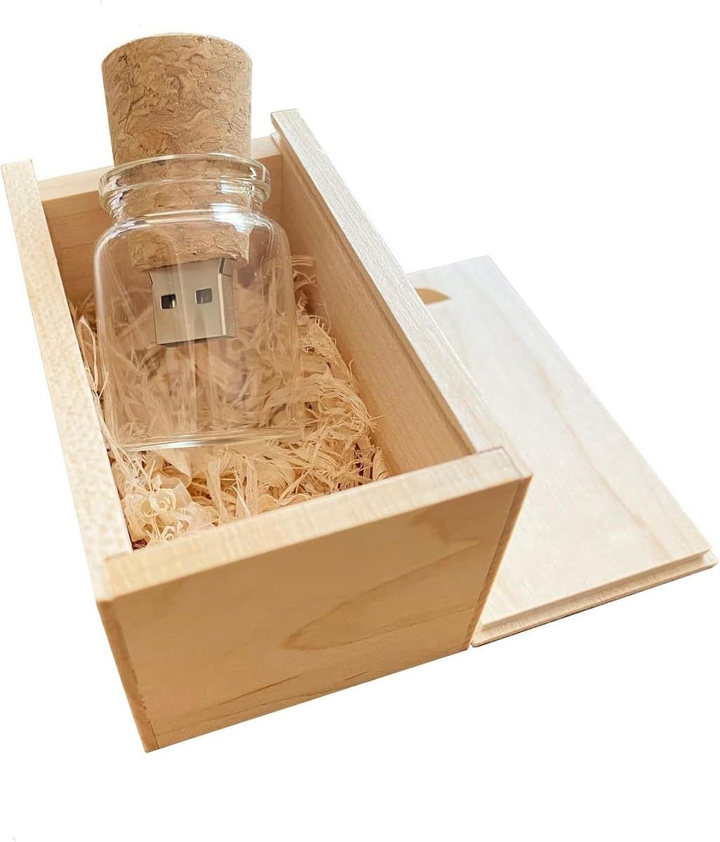 Creatieve Houten USB Stick in Esdoorn Hout met Opbergdoos
