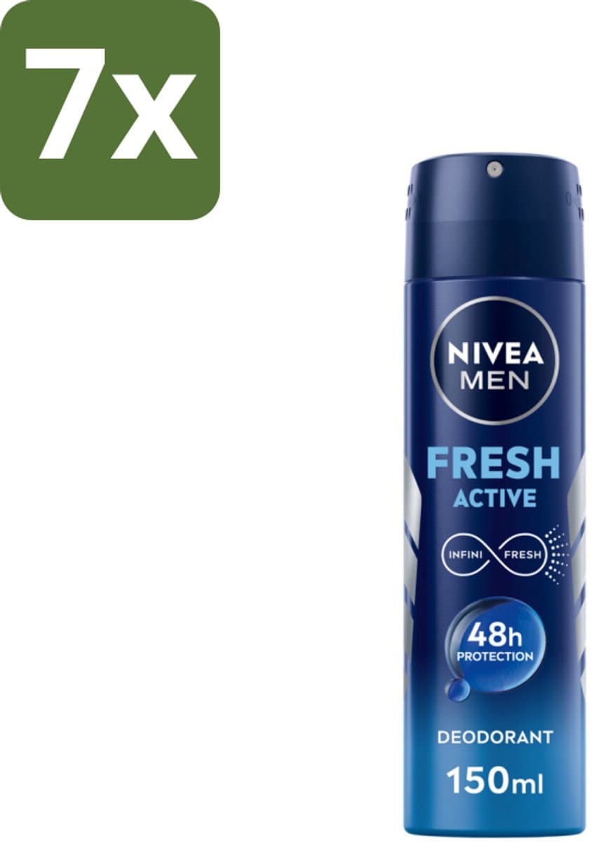 NIVEA MEN - Deodorant Spray - Fresh Active - 150 ml - Bulkverpakking - 7 stuks