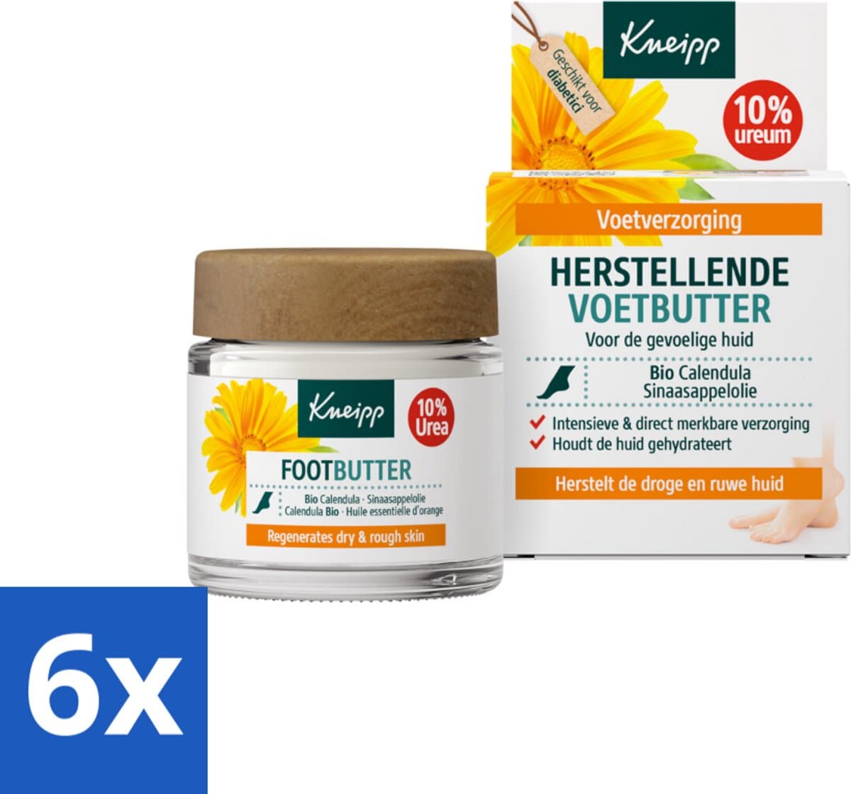 6 x Kneipp - Voetbutter - Calendula - Met citrusgeur - 100 ml - Voetencreme - Droge Voeten - Eelt - Voetzorg - Calendula