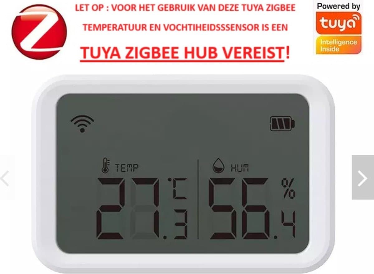 Tuya Zigbee 3.0 - Slimme Temperatuur- & Luchtvochtigheidssensor - Real-time Monitoring - Werkt met Tuya Smart & Smart Life
