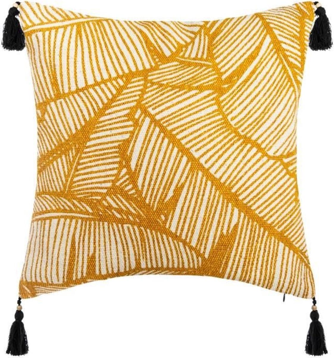 Atmosphera Créateur d'intérieur® - Sierkussen (hoes) Geel/goud/Franjes tropik 40x40