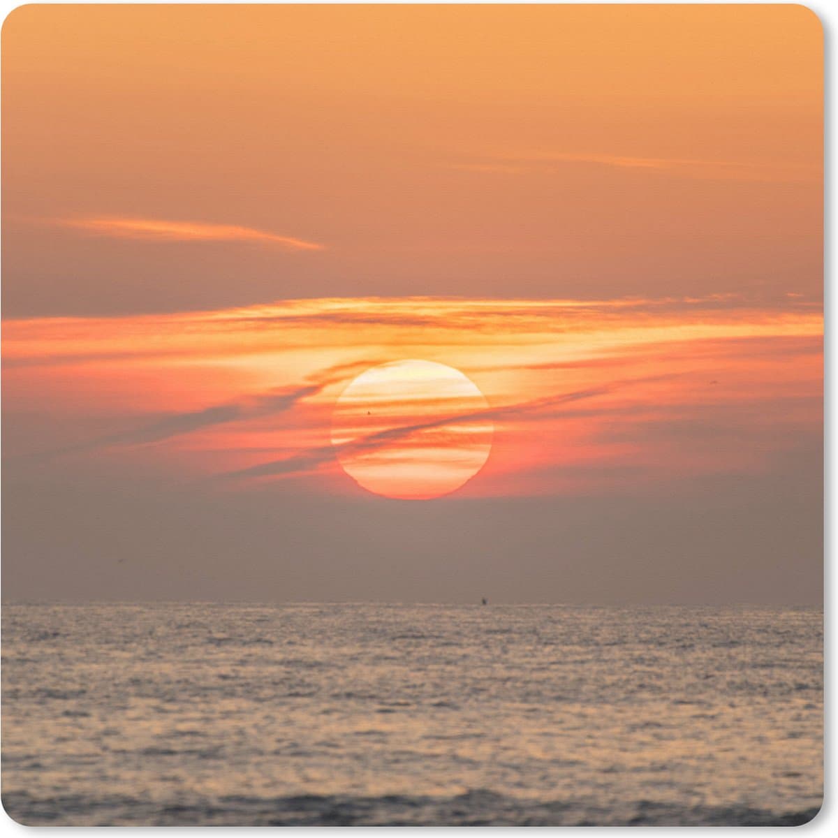 Muismat XXL 80x80 cm - Bureau onderlegger - Bureau mat Zonsondergang in de zee - Bureaumat - Gaming mousepad xl - Bureaulegger groot - Computer deskmat