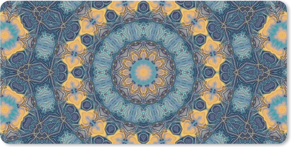 Muismat XXL 120x60 cm - Bureau onderlegger - Bureau mat Cirkel - Blauw - Mandala - Bureaumat - Gaming mousepad xl - Bureaulegger groot - Computer deskmat