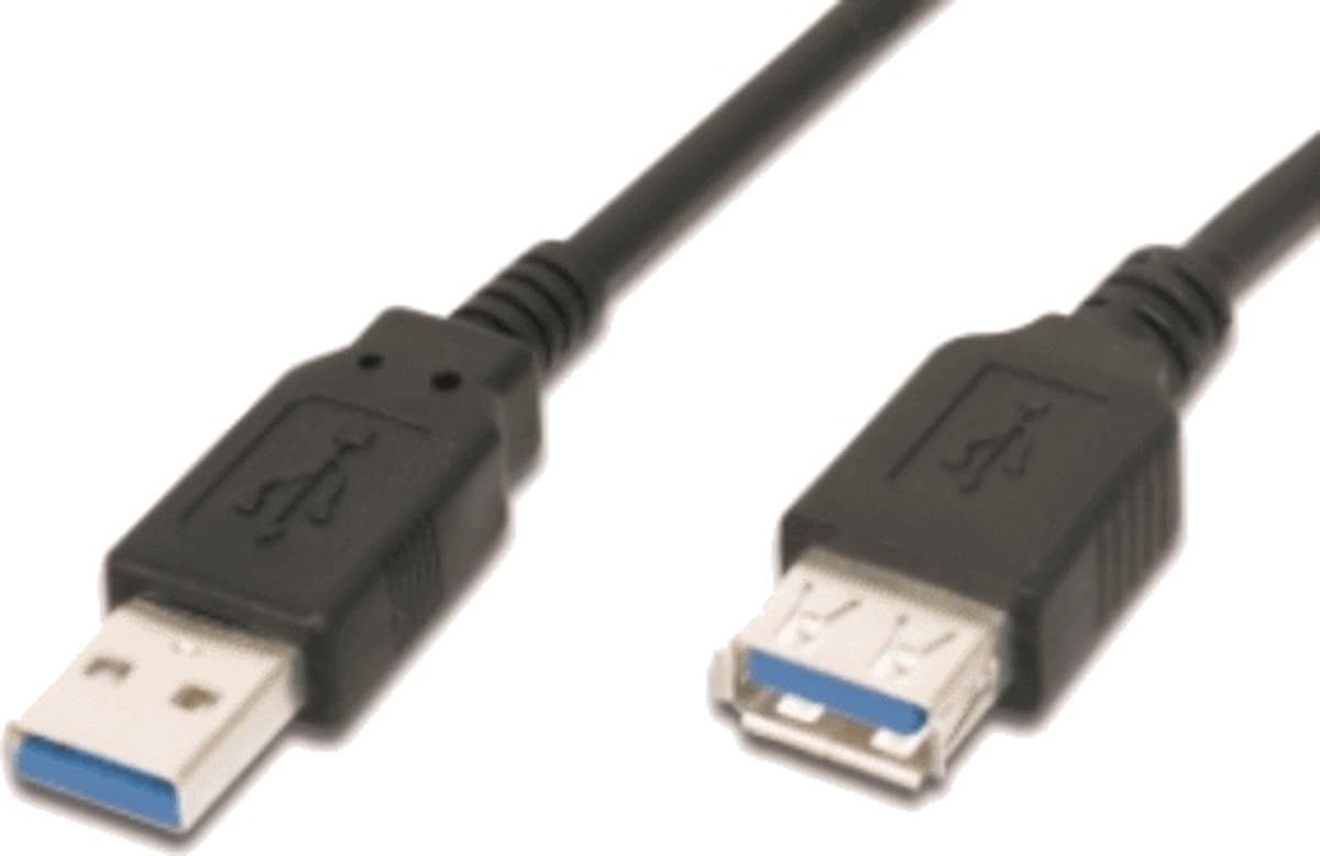 Digitus AK-300203-030-S USB-kabel USB 3.2 Gen1 USB-A stekker, USB-A bus 3.00 m Zwart