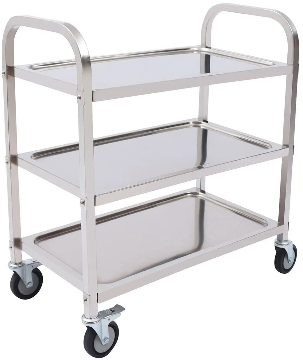 Asaam Serveerwagen - RVS - Keuken Trolley - 3 Vloeren