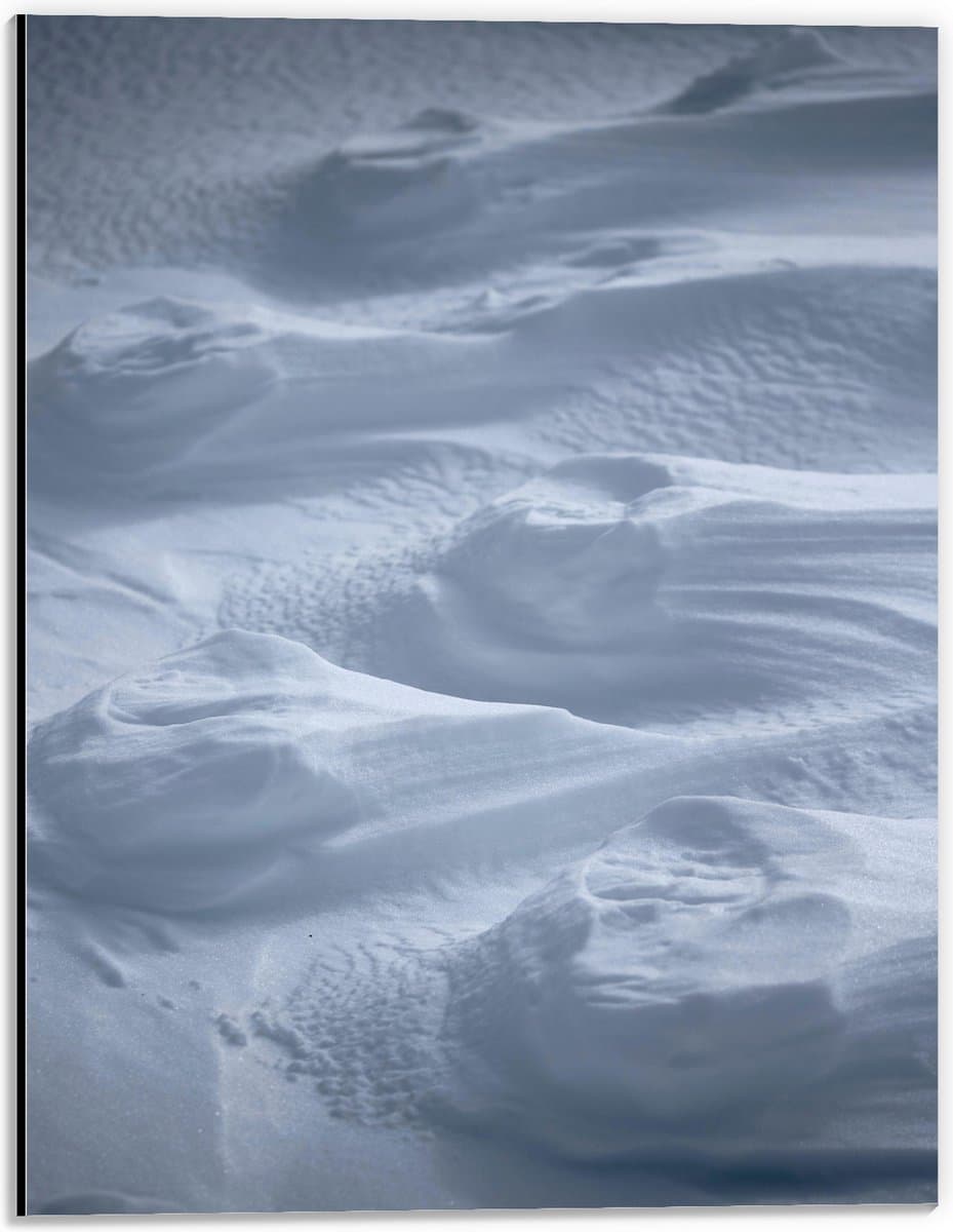 Dibond - Hoopjes Sneeuw in Sneeuwveld - 30x40 cm Foto op Aluminium (Met Ophangsysteem)