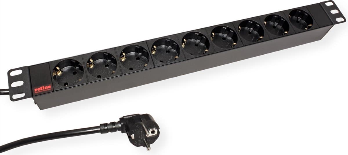 ROLINE 19" stekkerdoos 9-voudig, zwart, 2 m