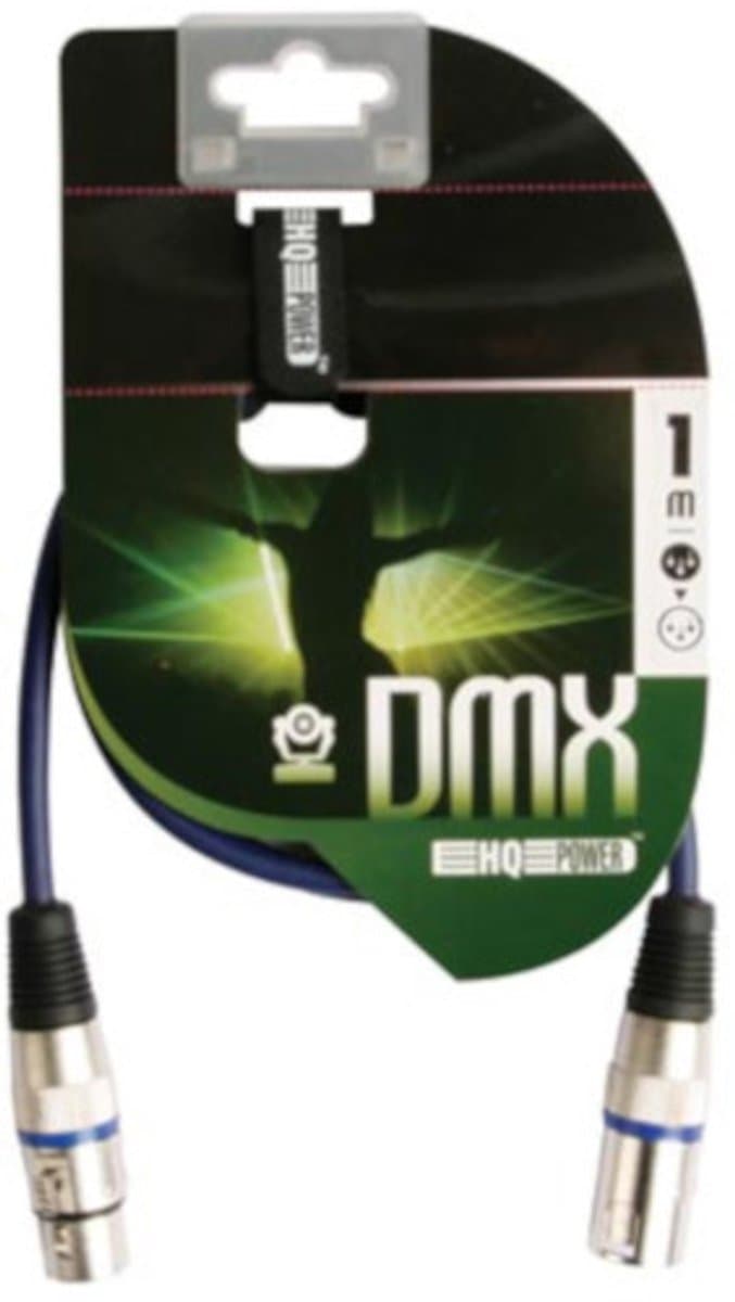 HQ-Power DMX-kabel, 1 x XLR mannelijk, 1 x XLR vrouwelijk, 1 m , verguld, perfect voor signaaloverdracht