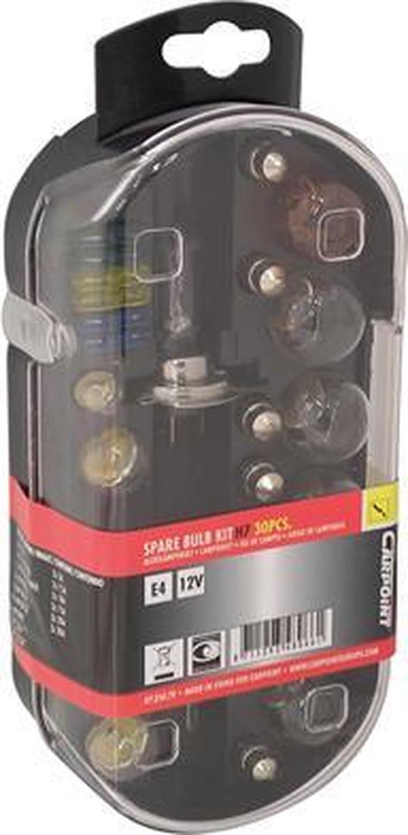 Carpoint H7 Autolampenset – 30-delig – E Keur – 18 lampen & 12 steekzekeringen - Compacte Opbergbox – Eenvoudig te Installeren