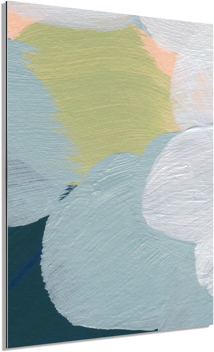 Zachte abstracte penseelstreken - Schilderij 70x100 cm - Wanddecoratie op Aluminium Dibond - Aluminium Wandpaneel
