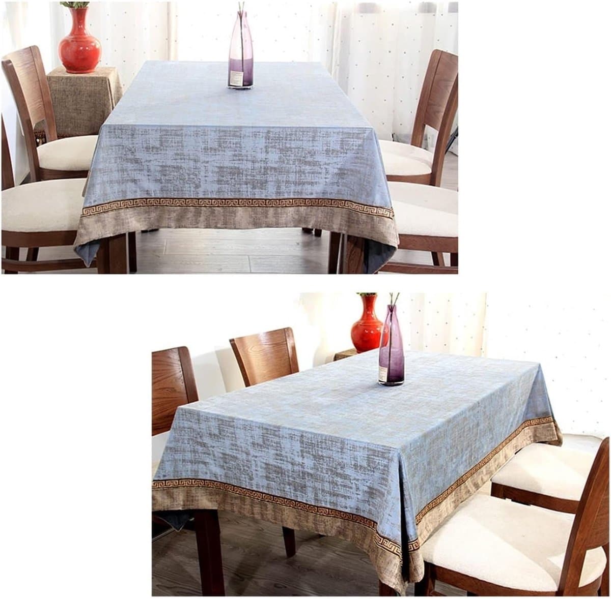 Tafelkleed Rechthoekig - Tafelbedekking Keuken - Tafel Beschermen - Kreukvrij Katoen Linnen - 136 x 200 cm - Blauw